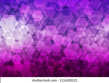 Light Purple vector hexagon mosaic pattern. Shining illustration, which consist of hexagons. Brand new style for your business design.