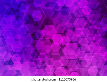 Light Purple vector hexagon mosaic template. Creative geometric illustration in Origami style with gradient. A completely new design for your business.