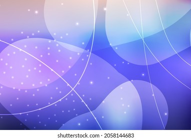 Light Purple vector Illustration with set of shining colorful abstract circles, lines. Modern abstract illustration with colorful water drops. Elegant design for wallpapers.