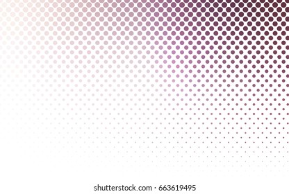 Light Purple vector illustration which consist of circles. Dotted gradient design for your business. Creative geometric background in halftone style with colored spots.