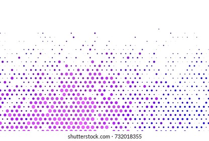 Light Purple vector illustration which consist of circles. Dotted gradient design for your business. Creative geometric background in halftone style with colored spots.