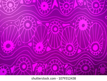 Light Purple vector indian curved pattern. Brand-new colored illustration in blurry style with doodles. Brand-new design for your business.