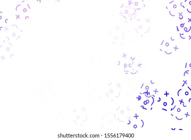 Light Purple vector layout with algebra elements. Illustration with Numeral symbols on abstract template. Pattern for posters, banners of math books.