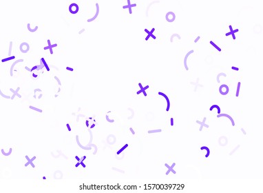 Light Purple vector layout with algebra elements. Illustration with Numeral symbols on abstract template. Smart design for university advert.