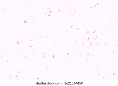 Light Purple vector layout with algebra elements. Abstract illustration with colored algebra signs. Pattern for posters, banners of math books.