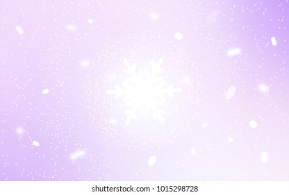 Light Purple vector layout with bright snowflakes. Decorative shining illustration with snow on abstract template. New year design for your ad, poster, banner.