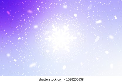 Light Purple vector layout with bright snowflakes. Glitter abstract illustration with crystals of ice. New year design for your ad, poster, banner.