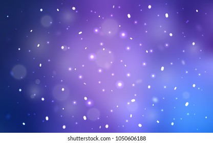 Light Purple vector layout with bright snowflakes. Snow on blurred abstract background with gradient. New year design for your business advert.