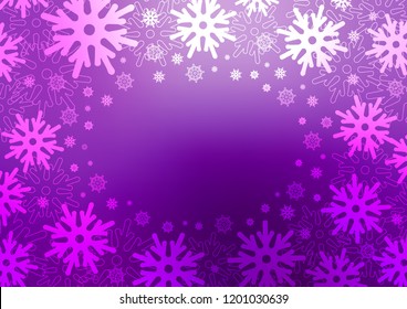 Light Purple vector layout with bright snowflakes. Decorative shining illustration with snow on abstract template. New year design for your ad, poster, banner.