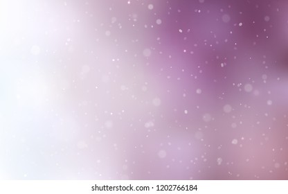 Light Purple vector layout with bright snowflakes. Blurred decorative design in xmas style with snow. The pattern can be used for year new  websites.
