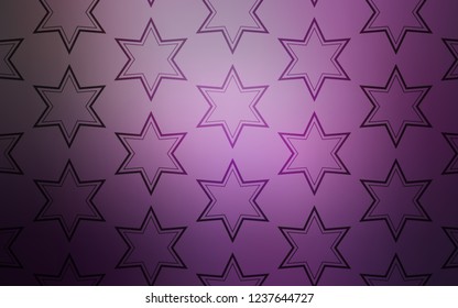 Light Purple vector layout with bright stars. Stars on blurred abstract background with gradient. Smart design for your business advert.