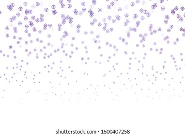 Light Purple vector layout with bright snowflakes. Shining colorful illustration with snow on abstract template. New year design for business advert.