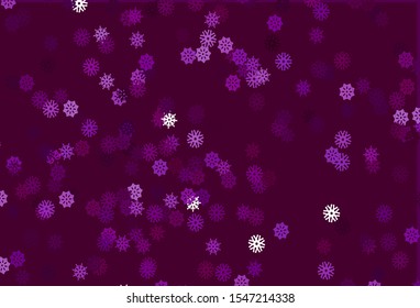 Light Purple vector layout with bright snowflakes. Shining colored illustration with snow in christmas style. The pattern can be used for year new  websites.