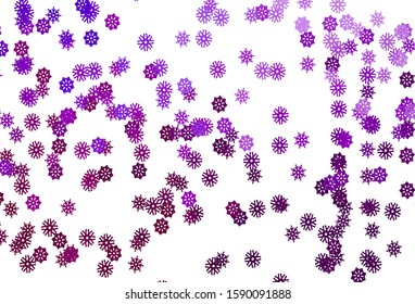Light Purple vector layout with bright snowflakes. Modern geometrical abstract illustration with crystals of ice. The pattern can be used for year new  websites.