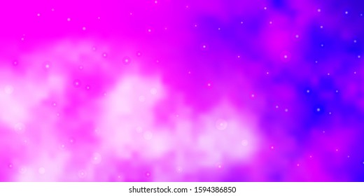 Light Purple vector layout with bright stars. Shining colorful illustration with small and big stars. Pattern for new year ad, booklets.