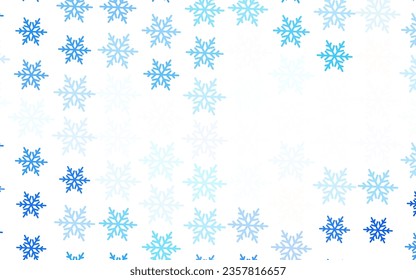 Leichte violette Vektorgrafik mit hellen Schneeflocken, Sternen. Farbige Schneeflocken mit Farbverlauf-Schneeflocken. Muster für Neujahrswebseiten.