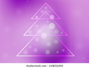 Light Purple vector layout with a christmas tree. Shining colored illustration with xmas tree in christmas style. New year design for your ad, poster, banner.