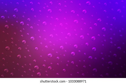 Light Purple vector layout with circle shapes. Glitter abstract illustration with blurred drops of rain. The pattern can be used for aqua ad, booklets.