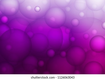Light Purple vector layout with circle shapes. Blurred decorative design in abstract style with bubbles. The pattern can be used for ads, leaflets of liquid.