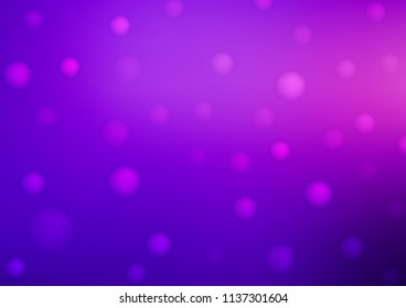 Light Purple vector layout with circle shapes. Glitter abstract illustration with blurred drops of rain. The pattern can be used for aqua ad, booklets.