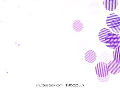 Light Purple vector layout with circle shapes. Glitter abstract illustration with blurred drops of rain. Pattern for futuristic ad, booklets.