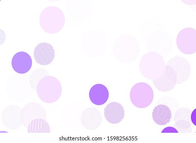 Light Purple vector layout with circle shapes. Beautiful colored illustration with blurred circles in nature style. Pattern for futuristic ad, booklets.