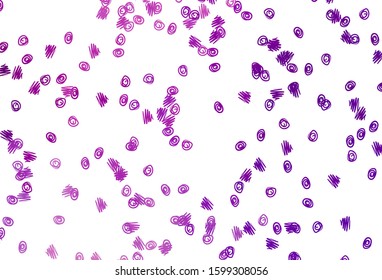 Light Purple vector layout with circle shapes. Illustration with set of shining colorful abstract circles. Pattern of water, rain drops.