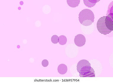 Light Purple vector layout with circle shapes. Blurred decorative design in abstract style with bubbles. New template for your brand book.