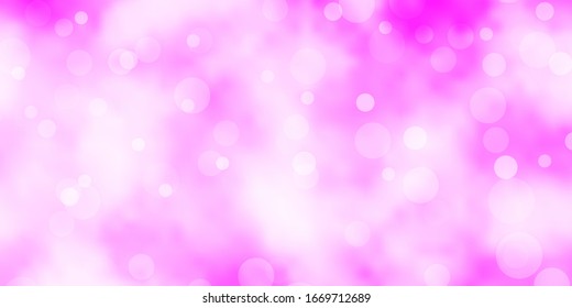 Light Purple vector layout with circle shapes. Glitter abstract illustration with colorful drops. Pattern for wallpapers, curtains.