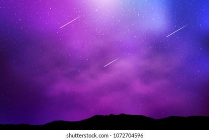 Light Purple vector layout with cosmic stars. Space stars on blurred abstract background with gradient. Best design for your ad, poster, banner.