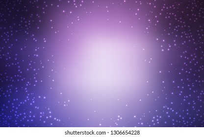 Light Purple vector layout with cosmic stars. Shining illustration with sky stars on abstract template. Smart design for your business advert.