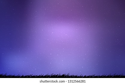 Light Purple vector layout with cosmic stars. Space stars on blurred abstract background with gradient. Pattern for futuristic ad, booklets.