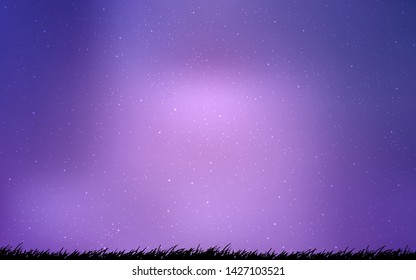 Light Purple vector layout with cosmic stars. Shining colored illustration with bright astronomical stars. Template for cosmic backgrounds.