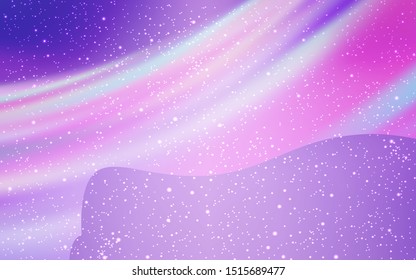 Light Purple vector layout with cosmic stars. Glitter abstract illustration with colorful cosmic stars. Pattern for astronomy websites.