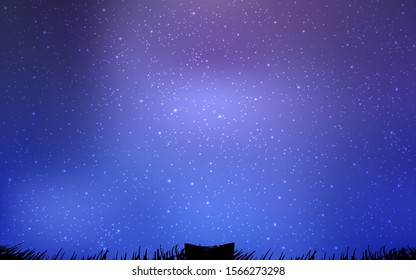 Light Purple vector layout with cosmic stars. Shining colored illustration with bright astronomical stars. Best design for your ad, poster, banner.