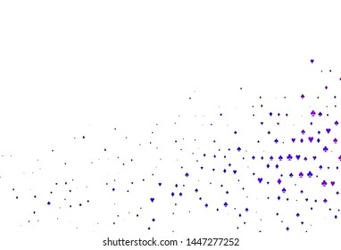 Light Purple vector layout with elements of cards. Shining illustration with hearts, spades, clubs, diamonds. Pattern for booklets, leaflets of gambling houses.
