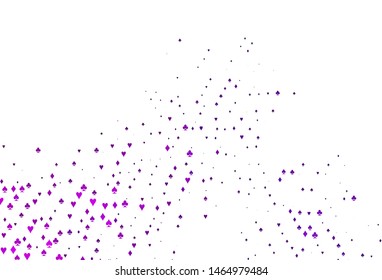 Light Purple vector layout with elements of cards. Blurred decorative design of hearts, spades, clubs, diamonds. Design for ad, poster, banner of gambling websites.