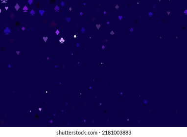 Light Purple vector layout with elements of cards. Glitter abstract sketch with isolated symbols of playing cards. Pattern for leaflets of poker games, events.