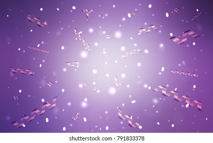 Light Purple vector layout with festival confetti. Glitter abstract illustration with colorful confetti, ribbons. New design for ad, poster, banner of your Party.