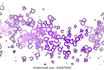 Light Purple vector layout with latin alphabet. Modern geometrical illustration with ABC english symbols. The pattern can be used for school, grammar websites.
