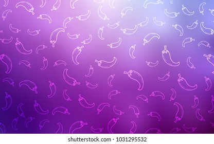 Light Purple vector layout with peppers. peppers on blurred abstract background with colorful gradient. Doodle design for your business advert of cafes.