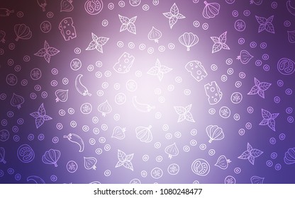Light Purple vector layout with restaurant food. Beautiful colored illustration with food in doodle style. Pattern for ads of breakfast, lunch, dinner.