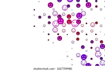 Light Purple vector layout with smiling faces. Decorative shining illustration with smiles on white template. Beautiful design for your business advert.