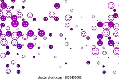 Light Purple vector layout with smiling faces. Decorative shining illustration with smiles on white template. Design for positive ad, poster, banner.