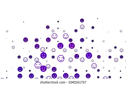 Light Purple vector layout with smiling faces. Colorful gradient Smiles on white background. Pattern for ad, booklets, leaflets of celebrations.