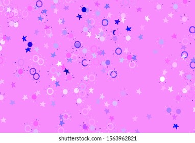 Light Purple vector layout with stars, suns. Shining illustration with stars, suns on abstract template. Smart design for your business advert.