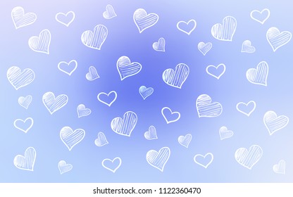 Light Purple vector layout with sweet hearts. Glitter abstract illustration with colorful hearts in romantic style. Pattern can be used for valentine's ad, booklets.