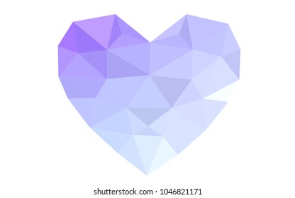 Light Purple vector love background with heart. Paper note. Valentine's greeting polygonal card. Triangular illustration for your business. Stock template for your design.
