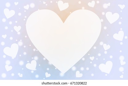 Light Purple vector love background with heart. Paper note. Valentine's greeting polygonal card. Triangular illustration for your business. Stock template for your design.