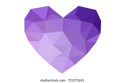 Light Purple vector love background with heart. Paper note. Valentine's greeting polygonal card. Triangular illustration for your business. Stock template for your design.